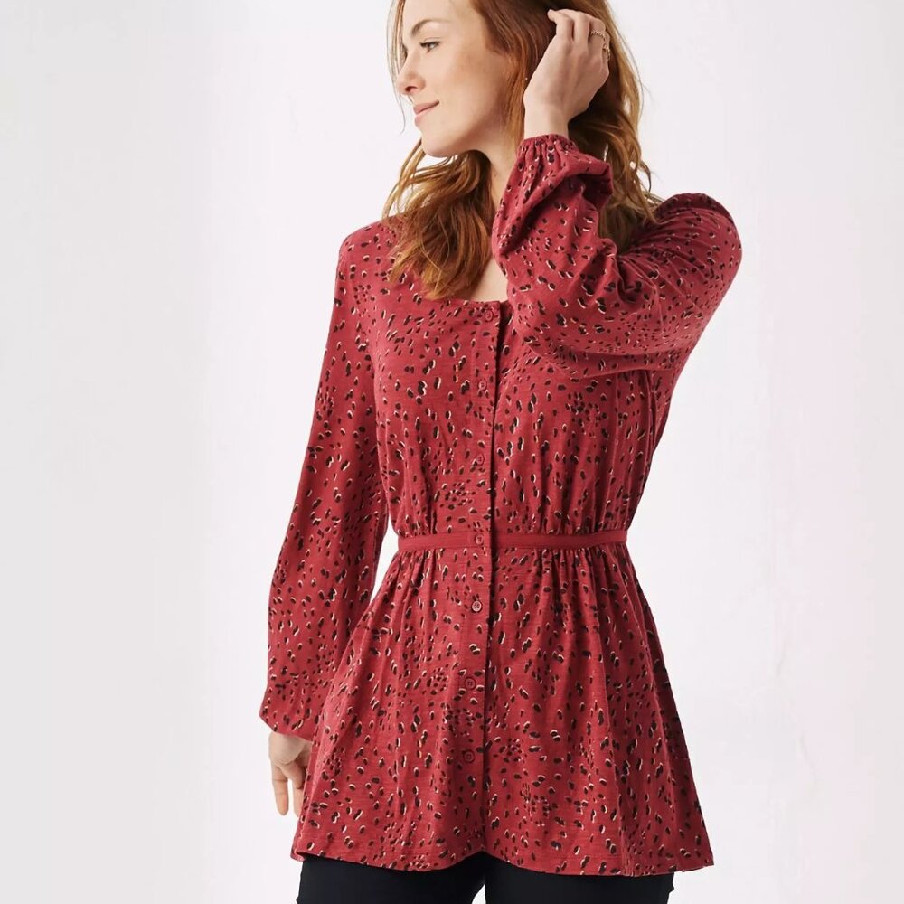 NWT $68 Berry Pink Laurie Shadow FAT FACE Blouse XS 4
